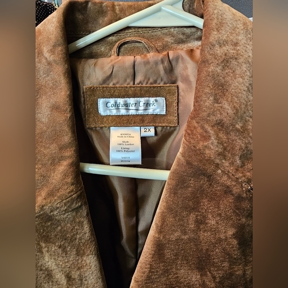 COLDWATER CREEK BROWN GENUINE SUEDE LEATHER JACKET PLUS SIZE 2XL - Picture 3 of 6